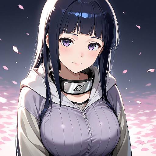 Anime Girl Hinata Hyuuga with Hooded Cardigan