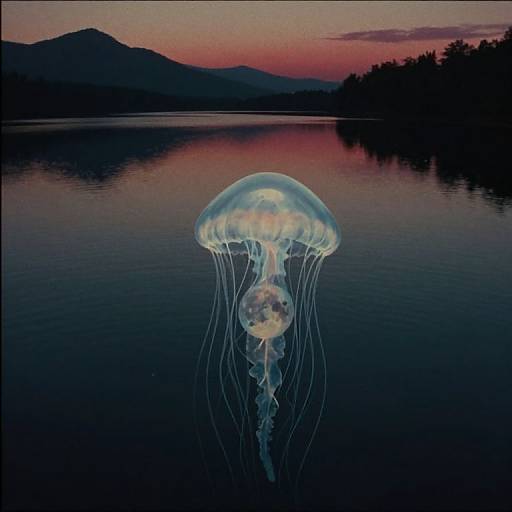 Eerie Dusk Lake with Ghostly Entity