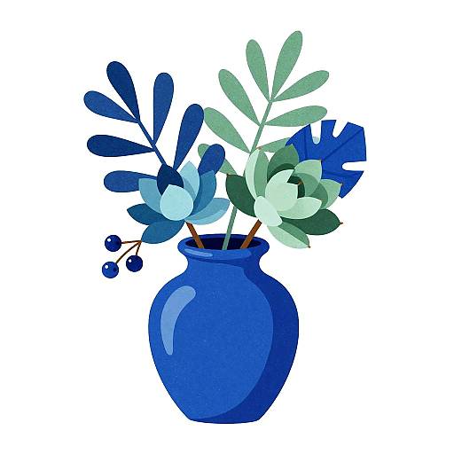 Modern Abstract Blue Ceramic Still-Life