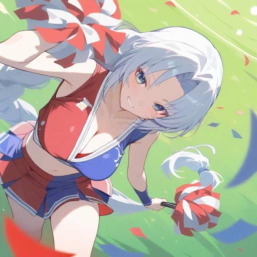 Dynamic Cheerleader in Red Uniform