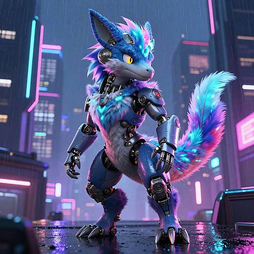Neon Cyberpunk Futuristic Velociraptor