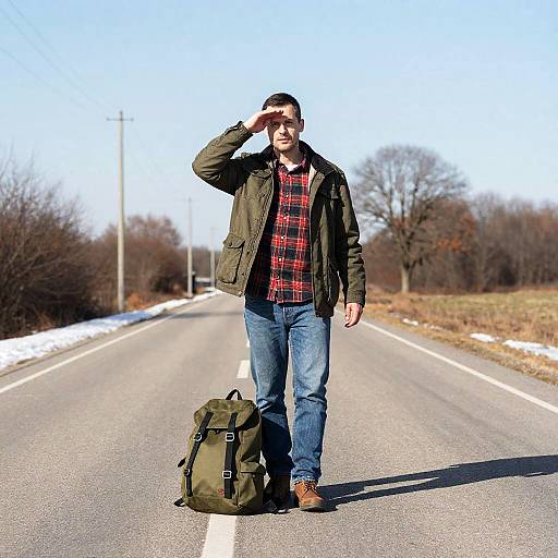 Man Walking Down a Rural Road