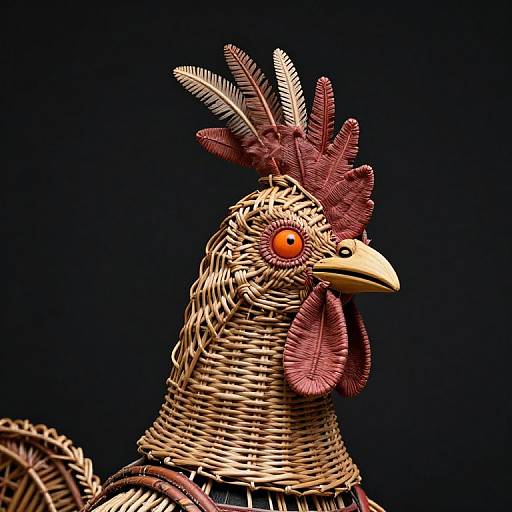 Wicker Rooster Headpiece Portrait