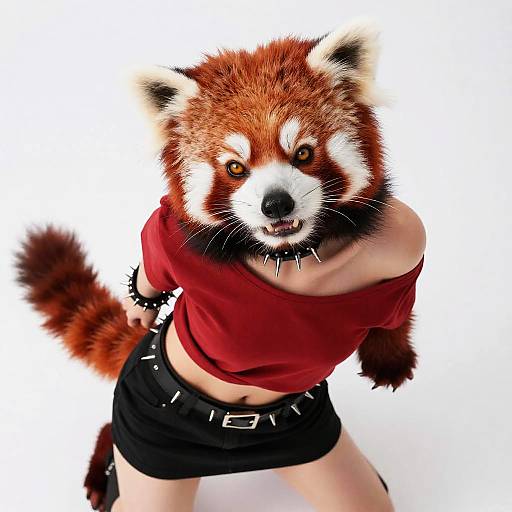Punk Red Panda Anthropomorphic Woman