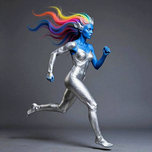 Biopunk Runner with Neon Exploding Head