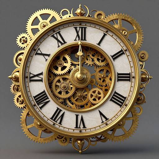 Steampunk Vintage Clock 3D Render