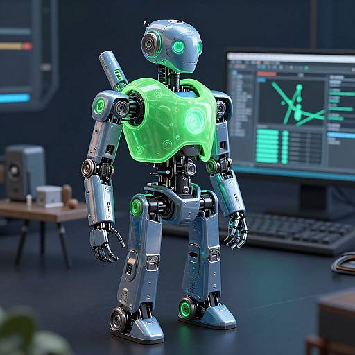 Glowing Robot in Cyber Render