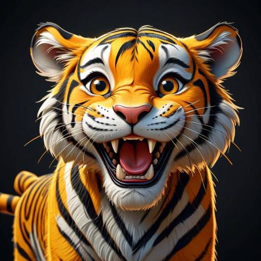 Vibrant Cartoon Tiger Illustration on Black