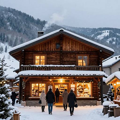 Cozy Winter Mountain Village Market