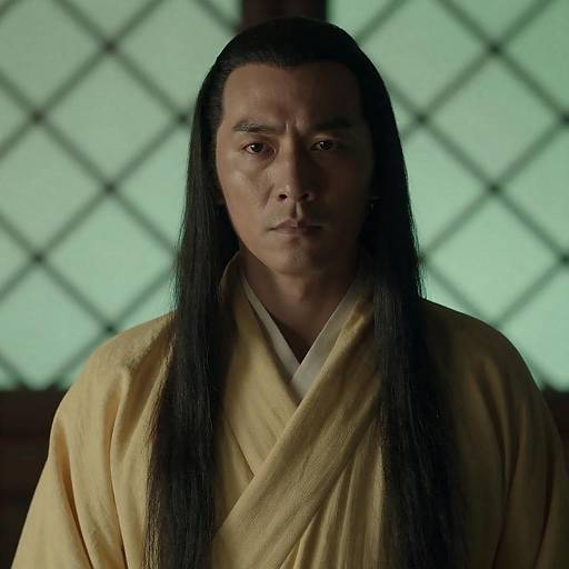 Dramatic Portrait of Asian Man in Robe