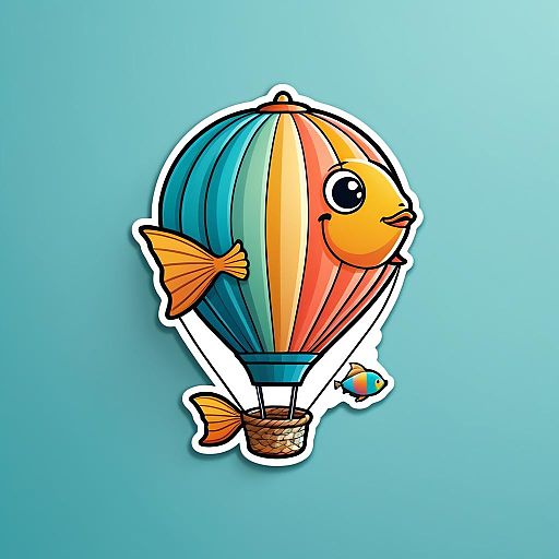 Kawaii Fish Balloon Sticker Design Kawaii Fish Balloon Sticker Design