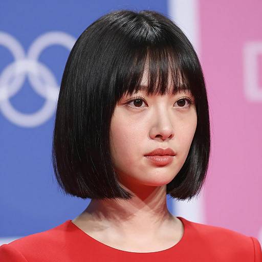 Woman with Bob Haircut in Colorful Bokeh
