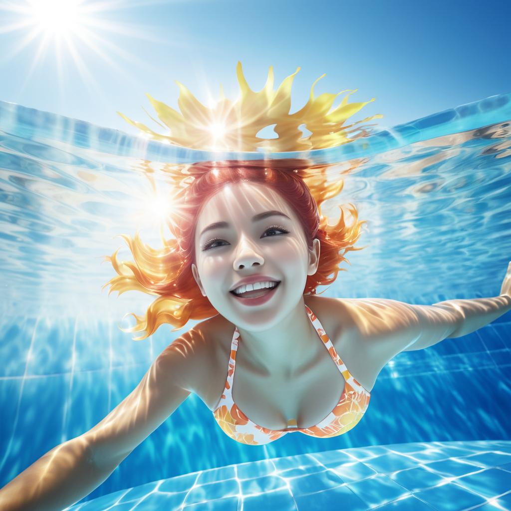 Joyful Underwater Woman for Pool Campaign