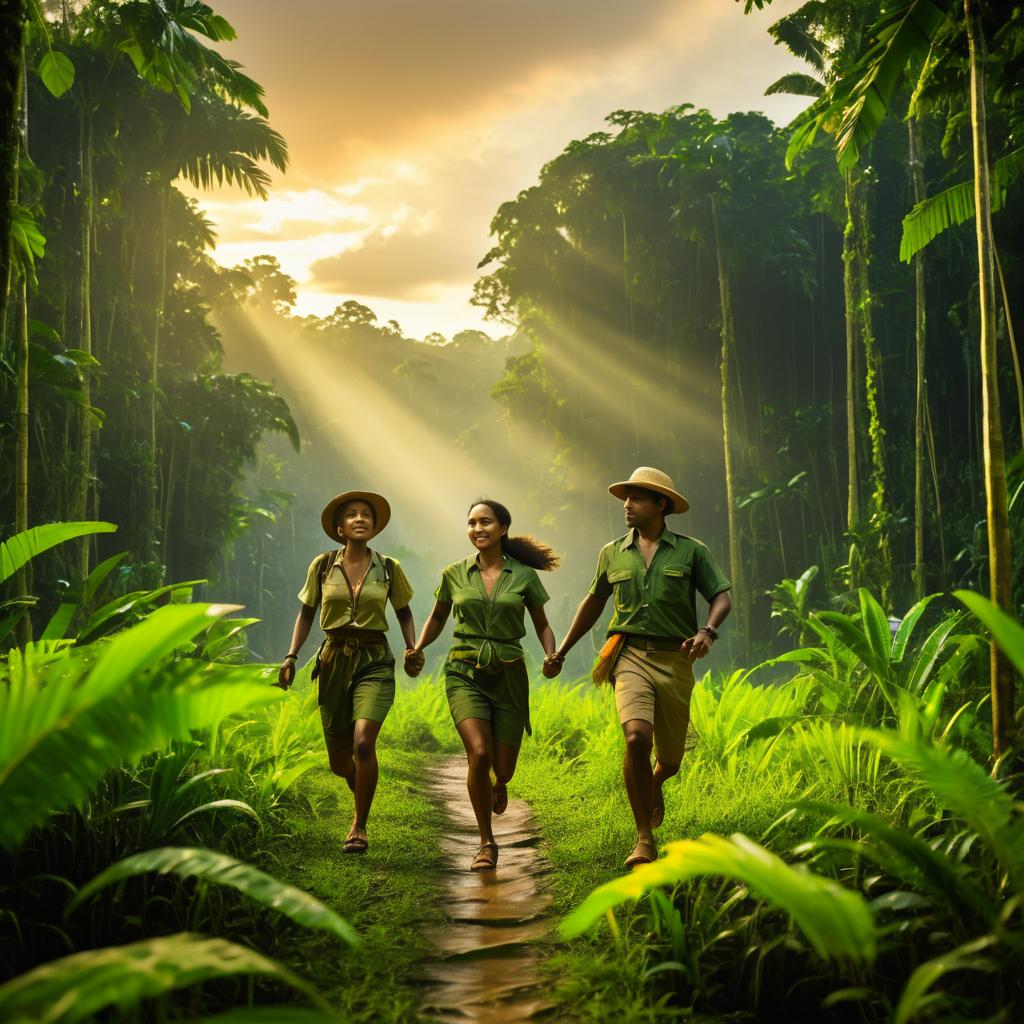 Cinematic Explorer Scene in Amazon Rainforest