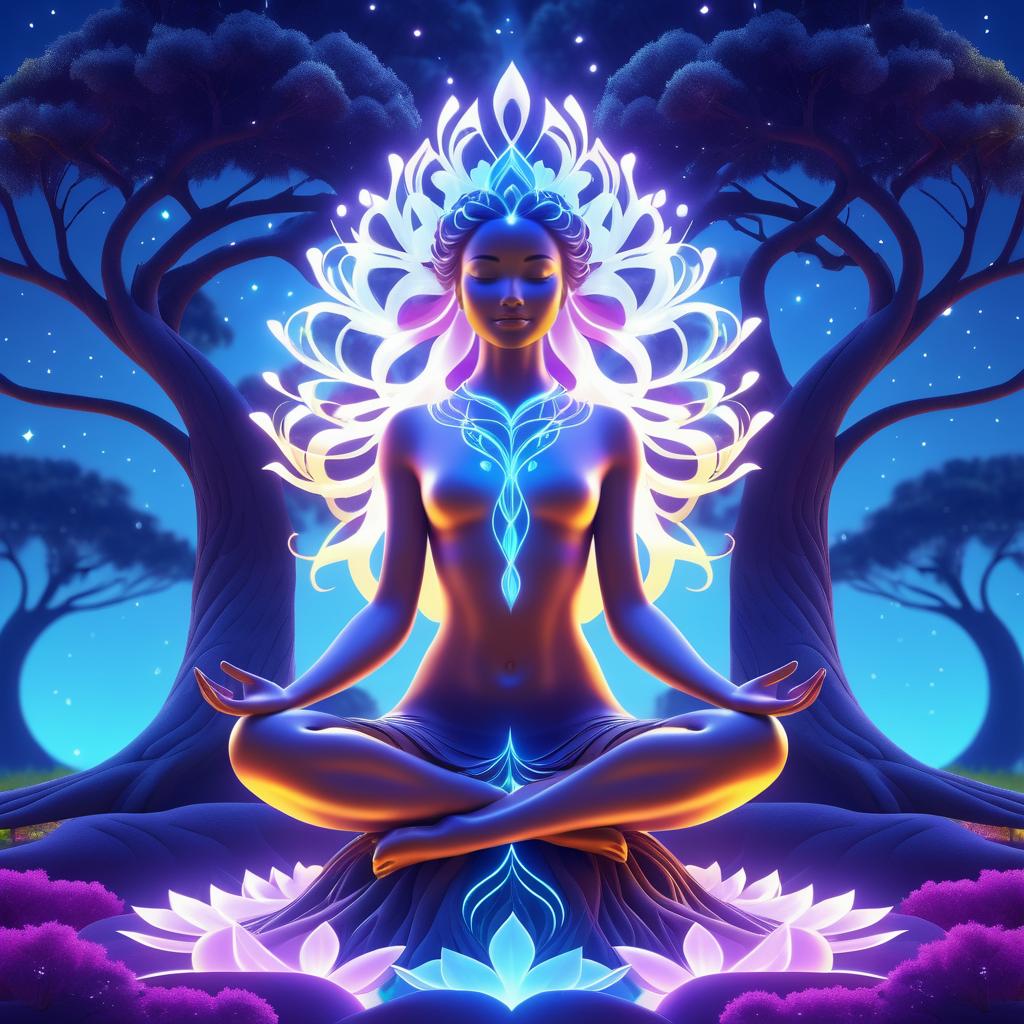 Serene Goddess Practicing Yoga on Tree