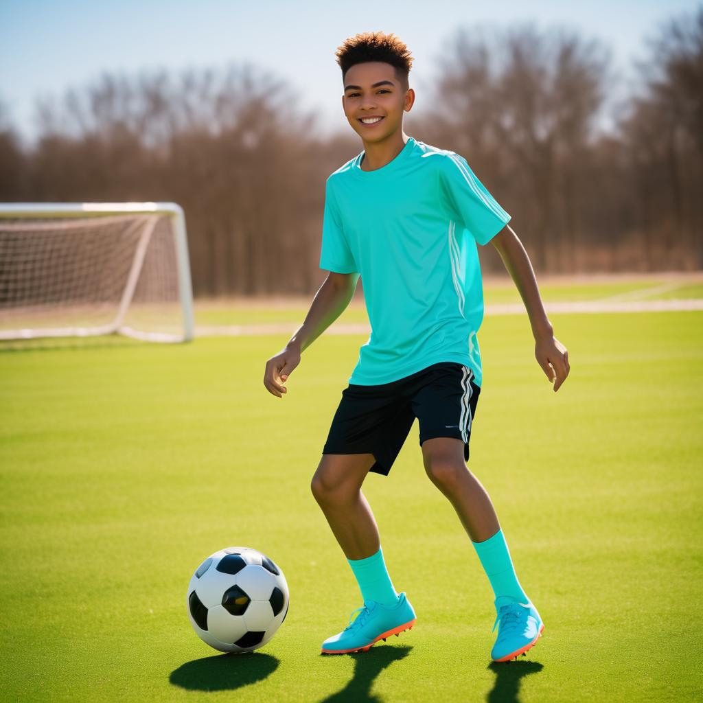 Teenager Enjoying Soccer on a Sunny Day