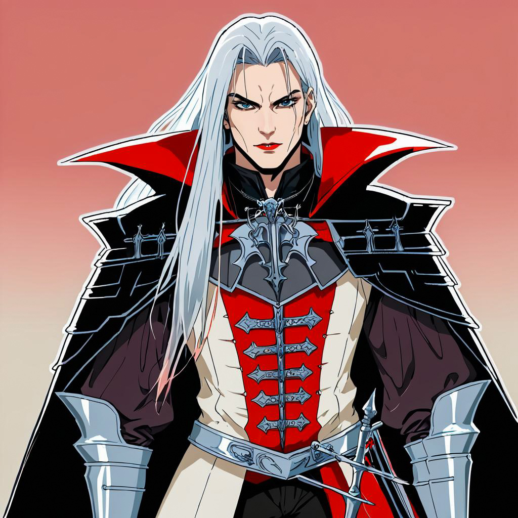 Silver-Haired Vampire in Cel-Shaded Armor