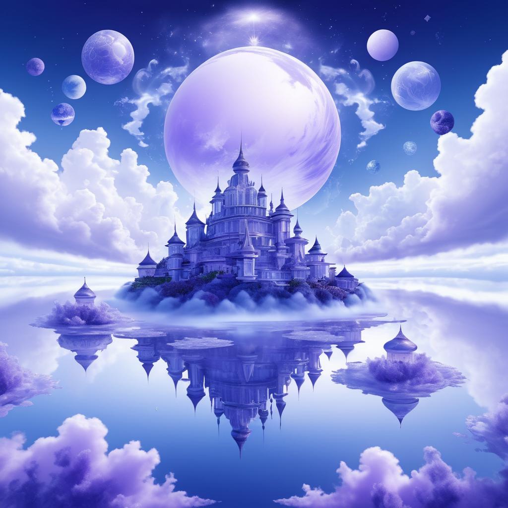 Ethereal Cloud World Illustration in Lavender