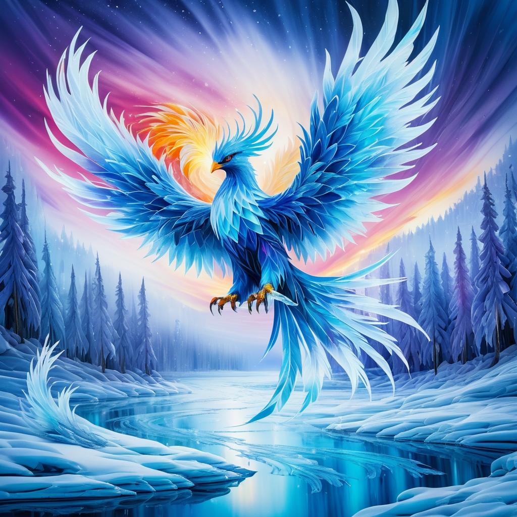 Icy Phoenix in Snowy Wilderness Art