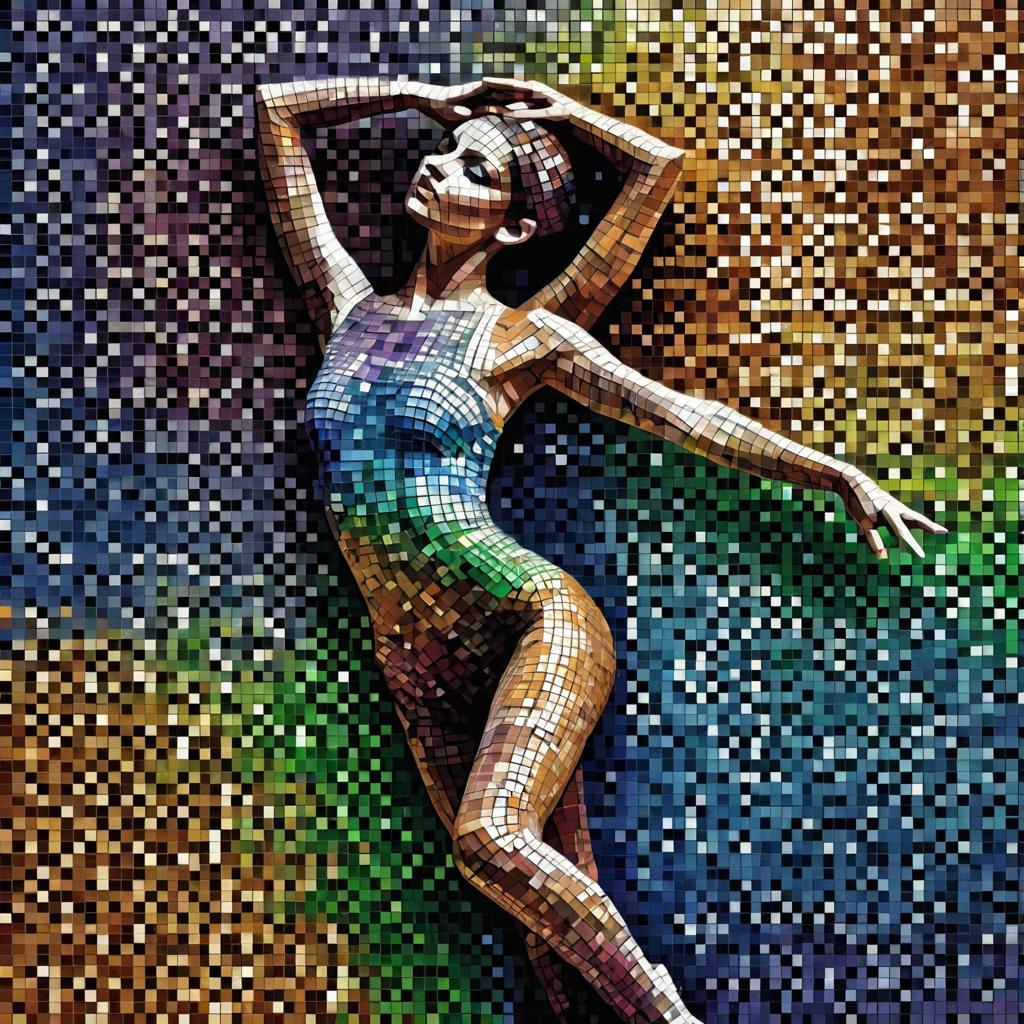 Artistic Mosaic of a Dancer's Body