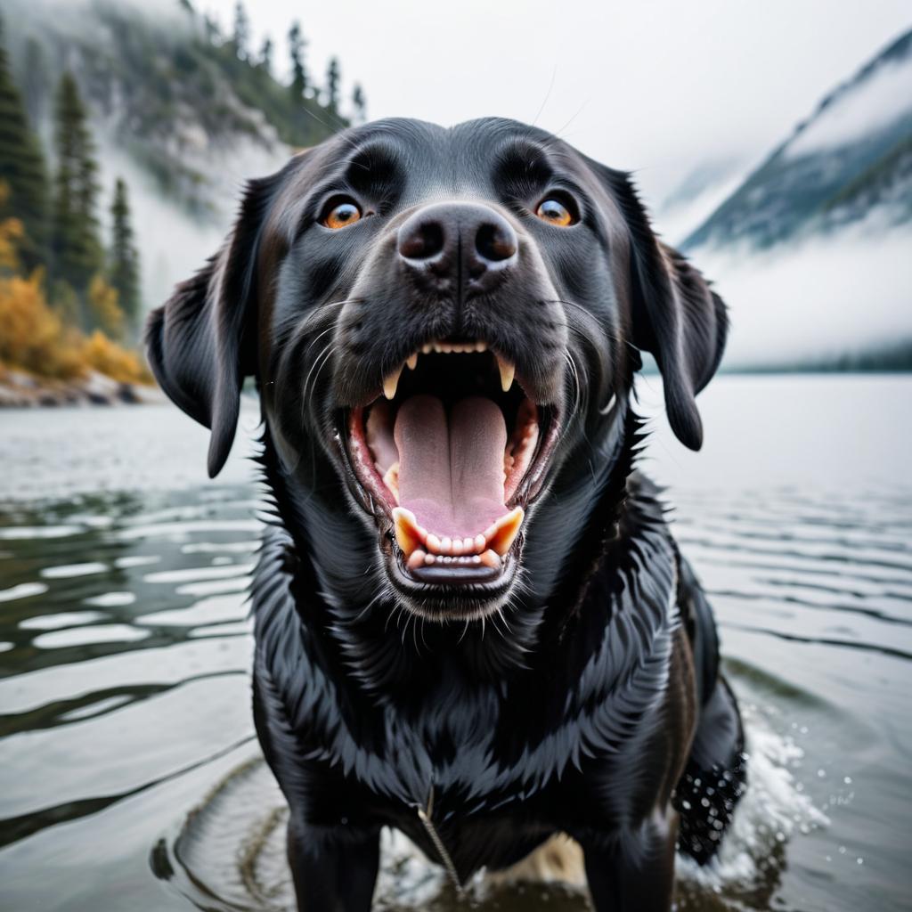 Intense Close-Up of Angry Labrador