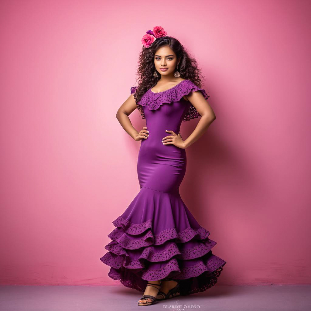 Blushing Girl in Flamenco Dress Shot