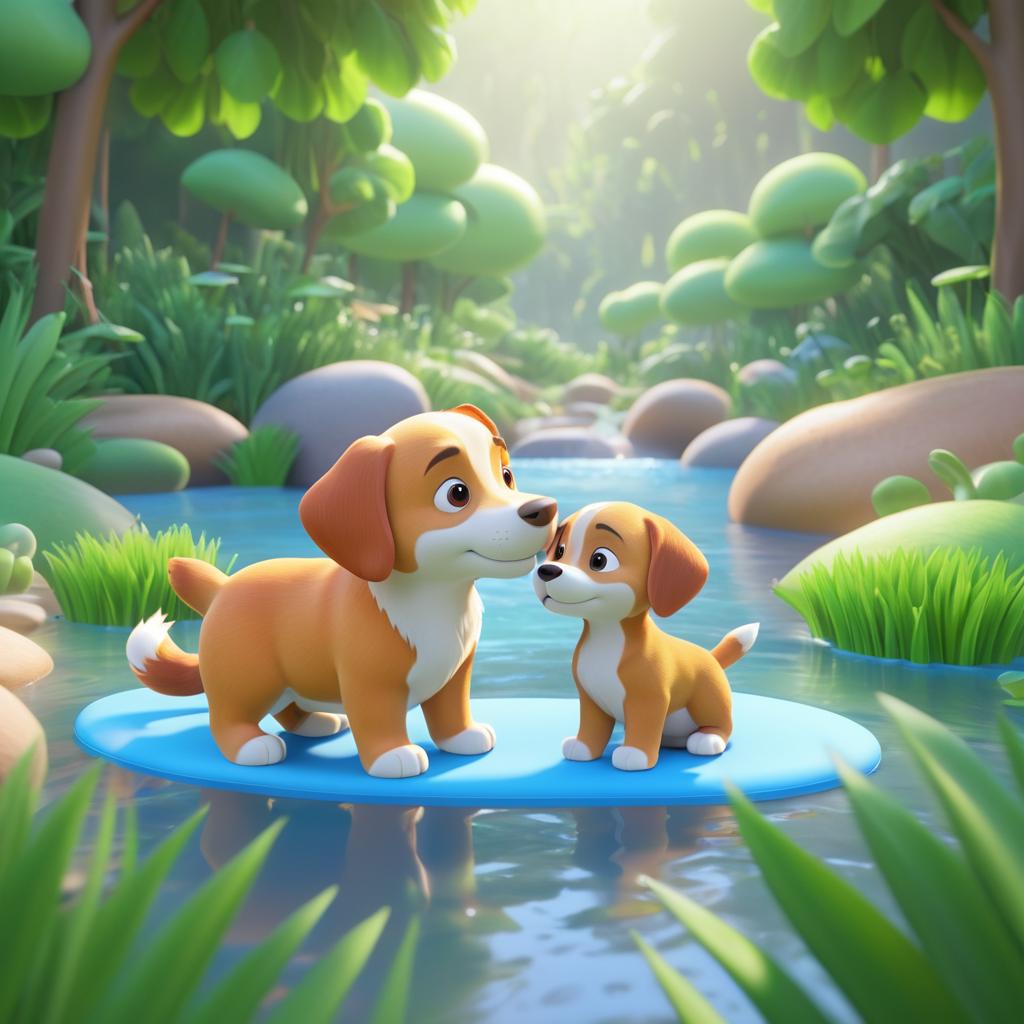 Pixar-Style Animation of Dog and Puppy