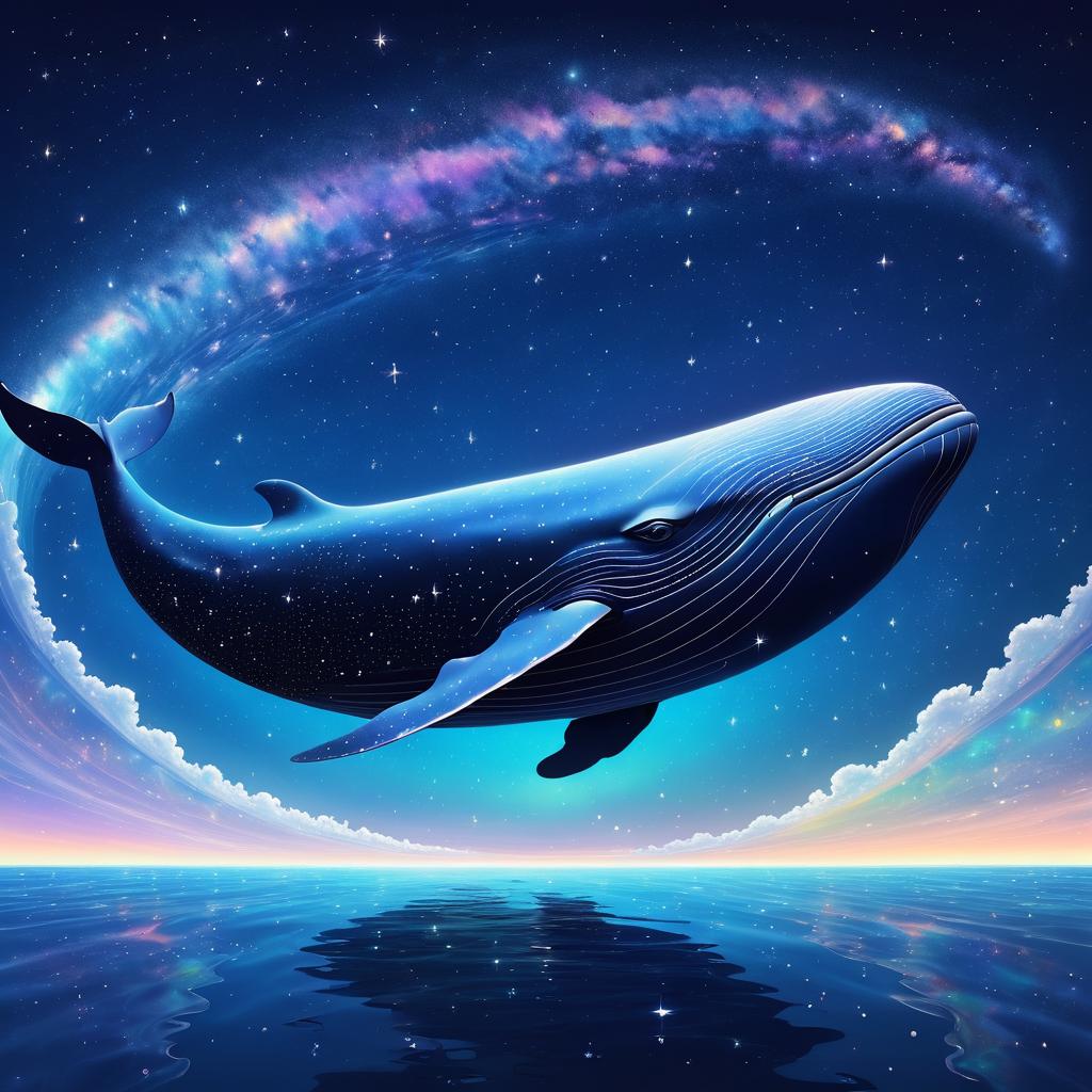 Surreal Whale in a Starry Dreamscape