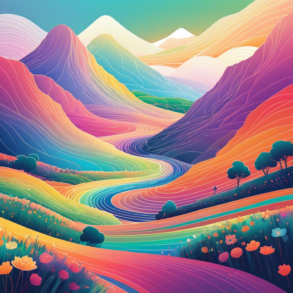 Dreamlike Valley of Colorful Rainbows