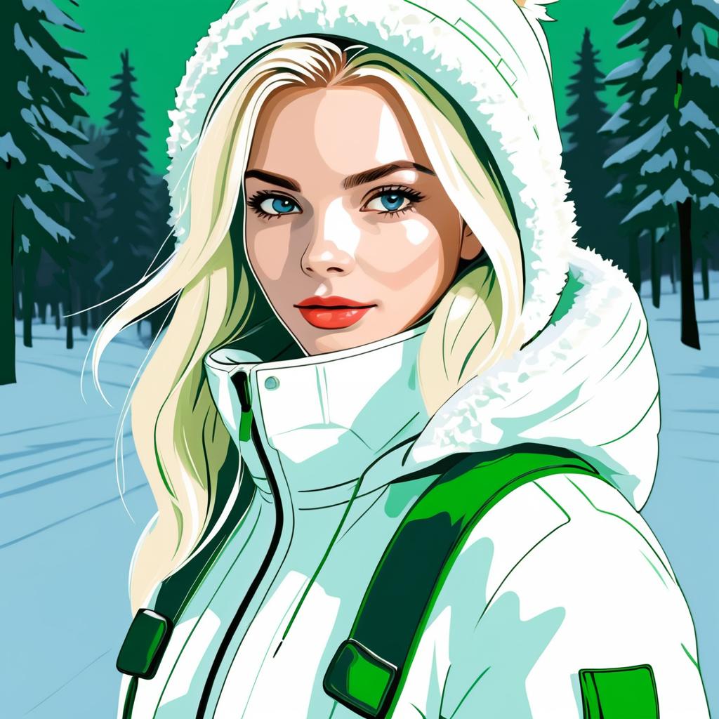 Blonde Woman in Snowy Winter Landscape