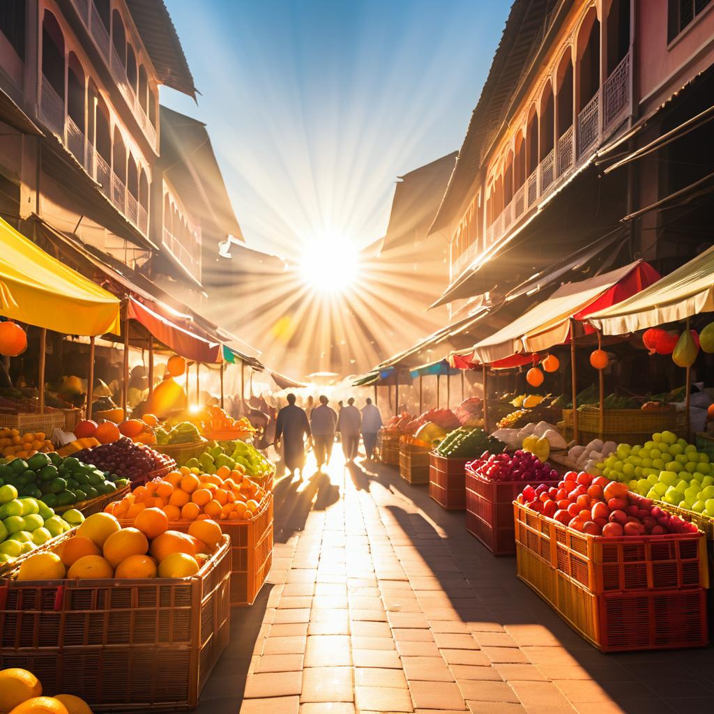 Vibrant Marketplace at Sunrise