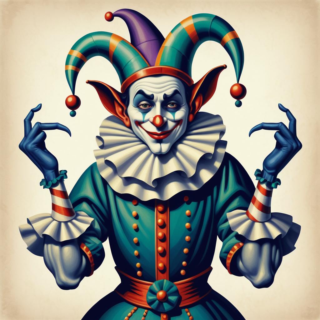 Surreal Jester with Deformed Features