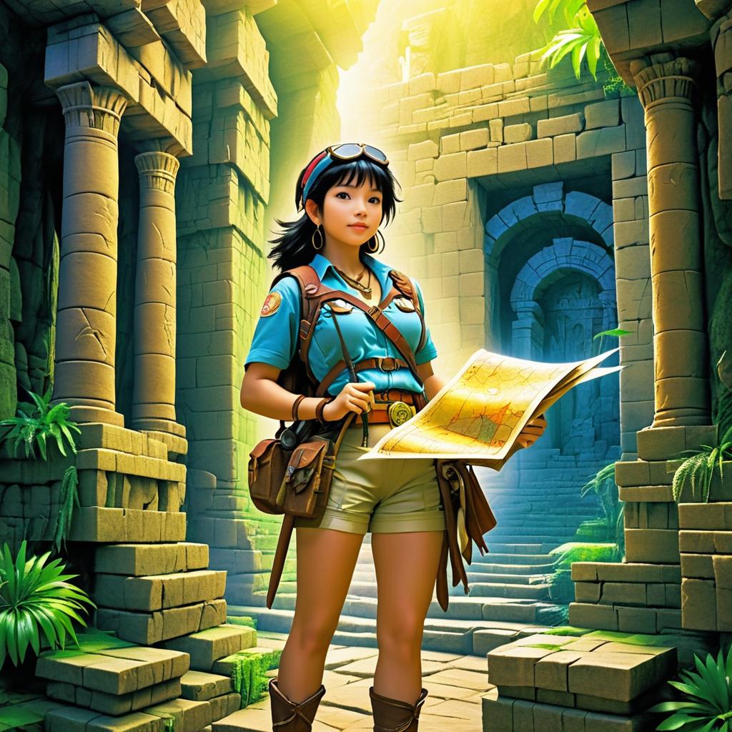 Courageous Explorer in a Hidden Temple