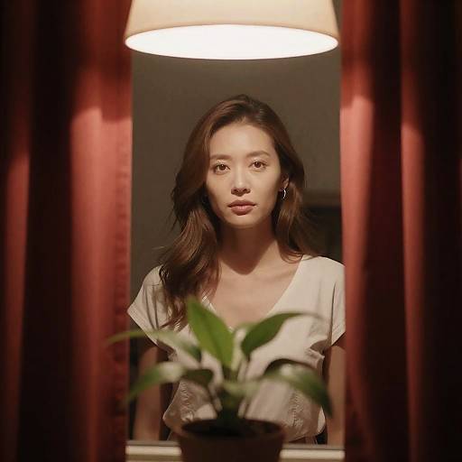 Warm Indoor Portrait Behind Window