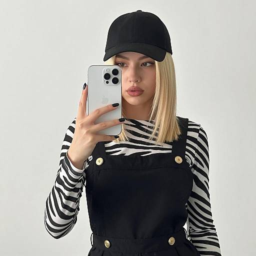 Chic Mirror Selfie with Zebra Stripes