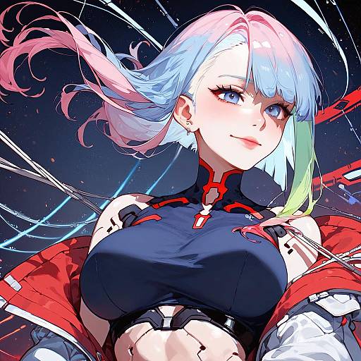 Futuristic Robot Girl in Cosmic Red