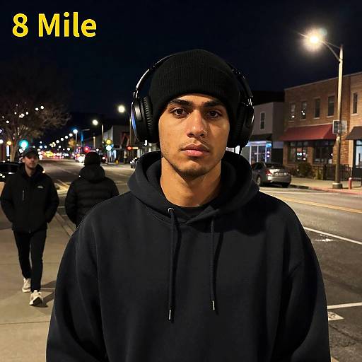 Nighttime Street Scene with 8 Mile Theme