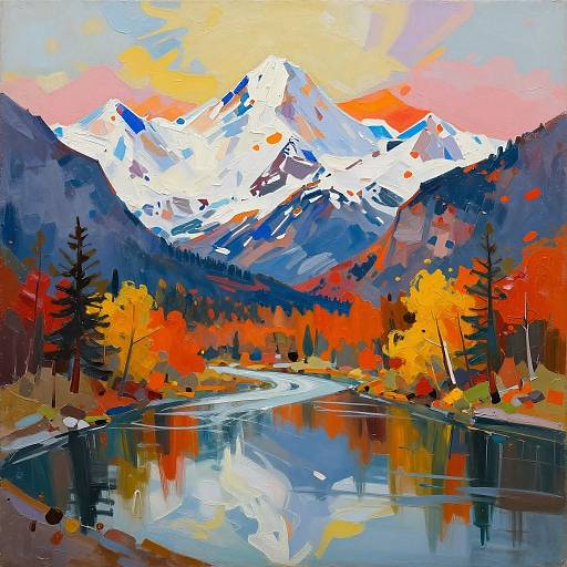 Vibrant Abstract Mountain Landscape