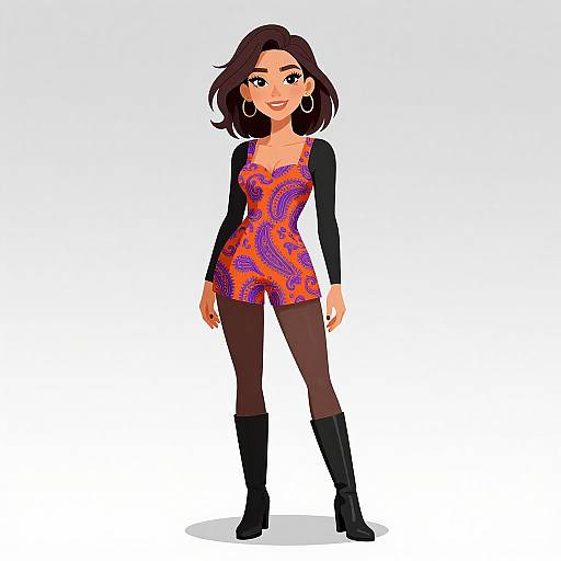 Smiling Woman in Paisley Romper