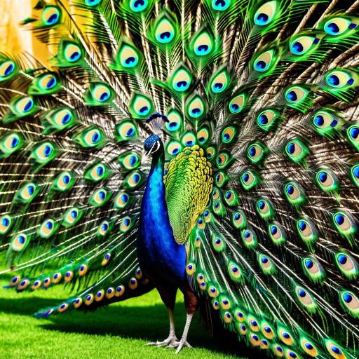 Stunning Peacock Displaying Feathers in Sunlight