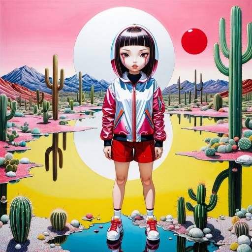 Surrealist Girl in a Colorful Desert