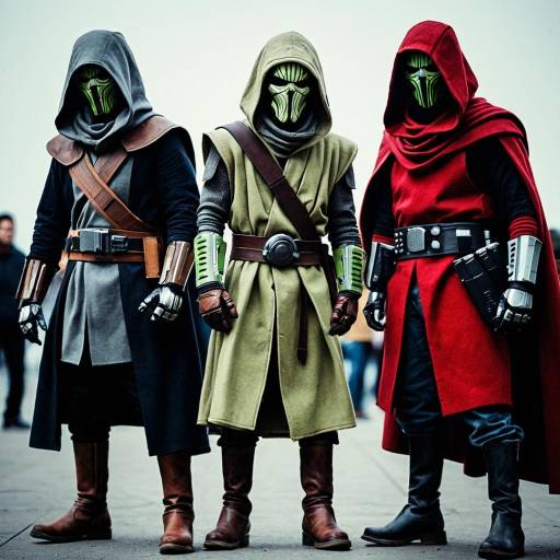Three Hooded Cosplayers in Sci-Fi Armor