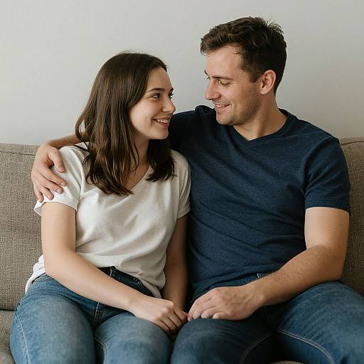 Couple Sharing Tender Cozy Moment