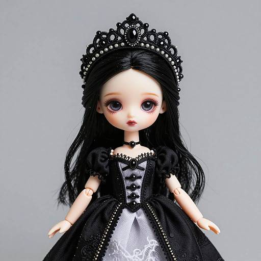 Elegant Gothic Doll with Headpiece