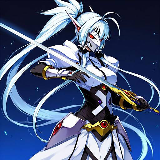 Illustration of Hakumen, blazblue in the style of Konbu wakame
