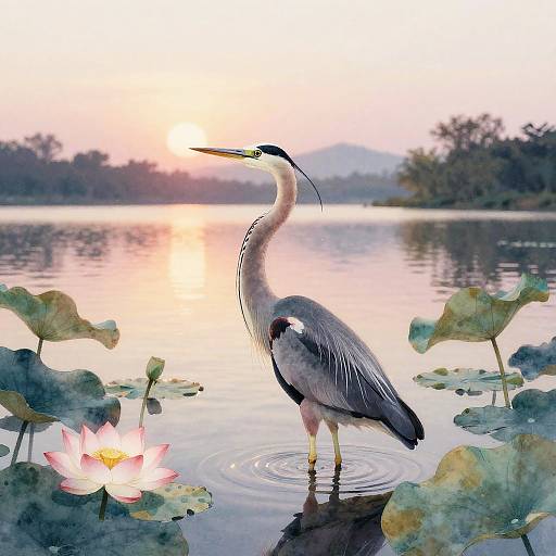 Graceful Heron Dancer at Lakeside