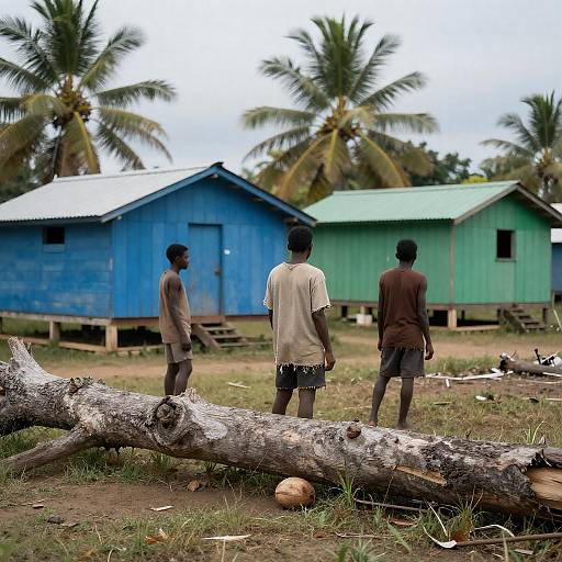 Serene Rural Village Scene with People
