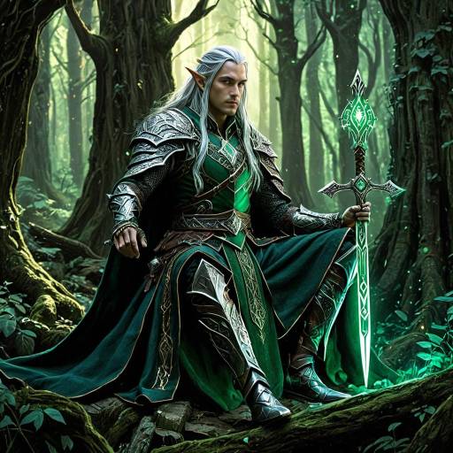 Regal Elven Warrior in Enchanted Forest