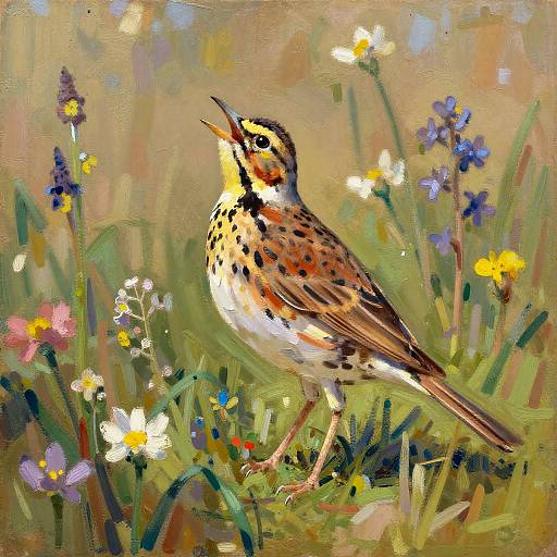Cheerful Meadowlark in Sunlit Garden