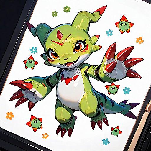 Adorable Palmon Jumping Cute Digimon